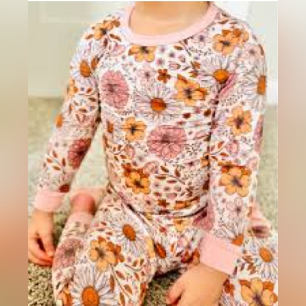 Little One Shop Boho Floral Bamboo Pajama Set 2T